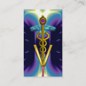 GOLDEN CADUCEUS VETERINAIR SYMBOOL/Paars blauw Visitekaartje (Achterkant)