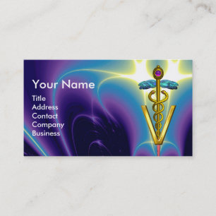 GOLDEN CADUCEUS VETERINAIR SYMBOOL/Paars blauw Visitekaartje