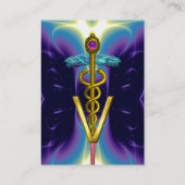 GOLDEN CADUCEUS VETERINAIR SYMBOOL / Paars blauw Visitekaartje (Achterkant)