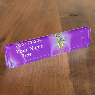 GOLDEN CADUCEUS VETERINAIR SYMBOOL Paars Blauwgroe Naambordje