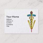 GOLDEN CADUCEUS VETERINAIR SYMBOOL Paars Pearl Visitekaartje (Voorkant)
