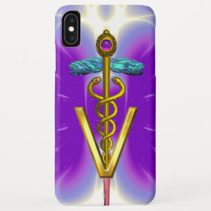 GOLDEN CADUCEUS VETERINAIR SYMBOOL / Paarse Fuchsi Case-Mate iPhone Case
