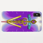 GOLDEN CADUCEUS VETERINAIR SYMBOOL / Paarse Fuchsi Case-Mate iPhone Case (Achterkant (horizontaal))