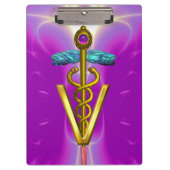 GOLDEN CADUCEUS VETERINAIR SYMBOOL / Paarse Fuchsi Klembord (Voorkant)