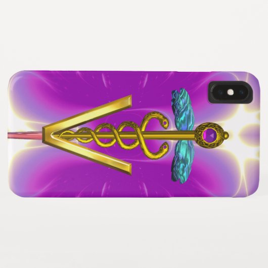GOLDEN CADUCEUS VETERINAIR SYMBOOL / Roze Fuchsia Case-Mate iPhone Case (Achterkant (horizontaal))
