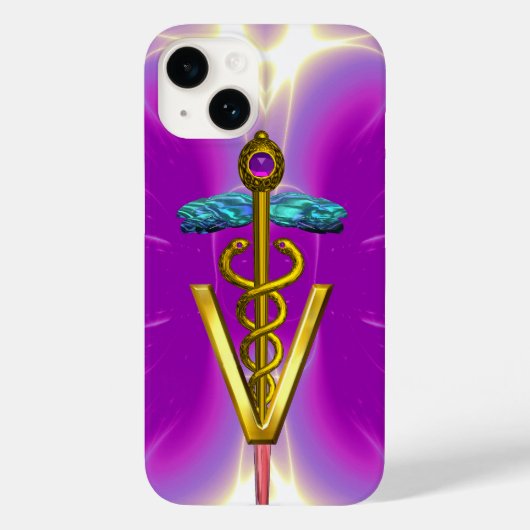 GOLDEN CADUCEUS VETERINAIR SYMBOOL / Roze Fuchsia Case-Mate iPhone Case (Achterkant)