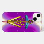 GOLDEN CADUCEUS VETERINAIR SYMBOOL / Roze Fuchsia Case-Mate iPhone Case (Achterkant (horizontaal))