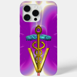 GOLDEN CADUCEUS VETERINAIR SYMBOOL / Roze Fuchsia iPhone 15 Pro Max Hoesje