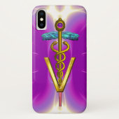GOLDEN CADUCEUS VETERINAIR SYMBOOL / Roze Fuchsia Case-Mate iPhone Case (Achterkant)
