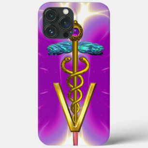 GOLDEN CADUCEUS VETERINAIR SYMBOOL / Roze Fuchsia Case-Mate iPhone Case