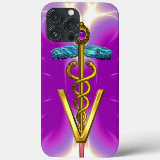 GOLDEN CADUCEUS VETERINAIR SYMBOOL / Roze Fuchsia Case-Mate iPhone Case (Achterkant)