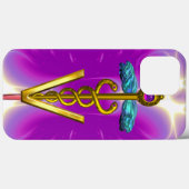 GOLDEN CADUCEUS VETERINAIR SYMBOOL / Roze Fuchsia Case-Mate iPhone Case (Achterkant (horizontaal))