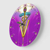 GOLDEN CADUCEUS VETERINAIR SYMBOOL / Roze Fuchsia Grote Klok (Hoek)