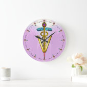 GOLDEN CADUCEUS VETERINAIR SYMBOOL / Roze Grote Klok (Huis)