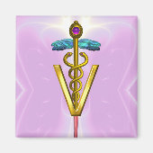 GOLDEN CADUCEUS VETERINAIR SYMBOOL Roze Magneet (Voorkant)