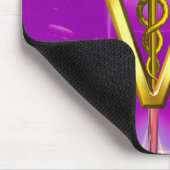 GOLDEN CADUCEUS VETERINAIR SYMBOOL / Roze Paars Muismat (Hoek)