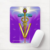 GOLDEN CADUCEUS VETERINAIR SYMBOOL/Violet Paars Muismat (Met muis)