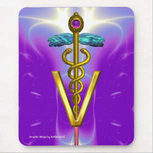 GOLDEN CADUCEUS VETERINAIR SYMBOOL/Violet Paars Muismat