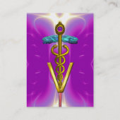 GOLDEN CADUCEUS VETERINAIR SYMBOOL / White Fuchsia Visitekaartje (Achterkant)