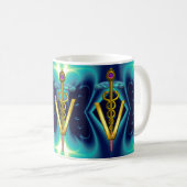 GOLDEN CADUCEUS VETERINARY SYMBOL Blue Turquoise Koffiemok (Voorkant rechts)
