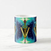GOLDEN CADUCEUS VETERINARY SYMBOL Blue Turquoise Koffiemok (Center)