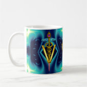 GOLDEN CADUCEUS VETERINARY SYMBOL Blue Turquoise Koffiemok (Links)
