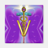 GOLDEN CADUCEUS VETERINARY SYMBOL Purple Teal Blue Magneet (Voorkant)