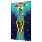 GOLDEN CADUCEUS VETERINARY SYMBOL/Turquoise Blue Klembord (Links)