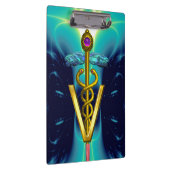GOLDEN CADUCEUS VETERINARY SYMBOL/Turquoise Blue Klembord (Rechts)