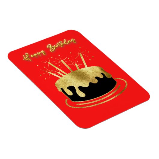 Golden Cake Happy Birthday Flexible Magnet Magneet (Rechterzijde)