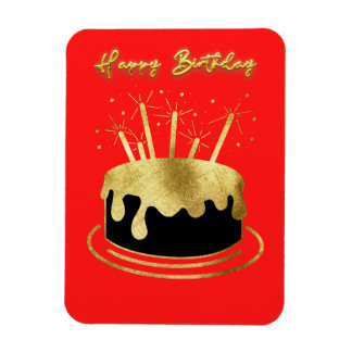 Golden Cake Happy Birthday Flexible Magnet Magneet