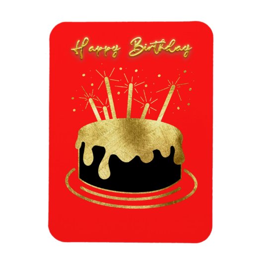 Golden Cake Happy Birthday Flexible Magnet Magneet (Verticaal)