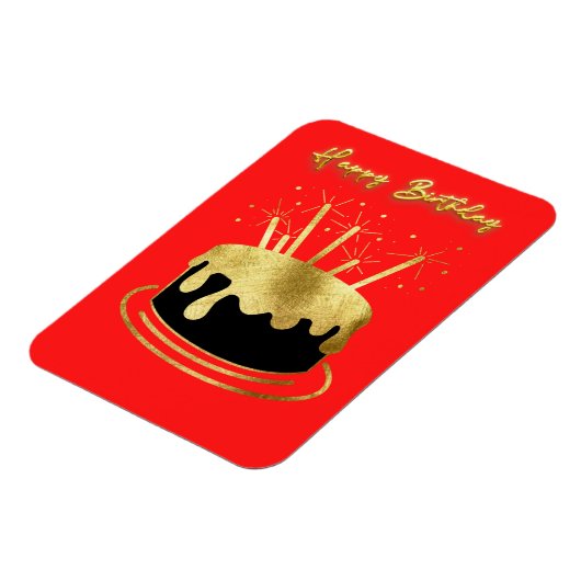 Golden Cake Happy Birthday Flexible Magnet Magneet (Linkerzijde)