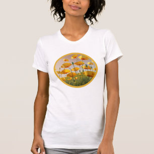 Golden California Poppy Meadow Dames T-shirt. T-shirt