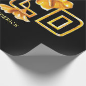 Golden Calla Lily 50th Wedding Jubileum Custom Cadeaupapier (Hoek)