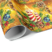 Golden Candlelight-kerstkaarsen Pinecones Cadeaupapier (Rol Hoek)