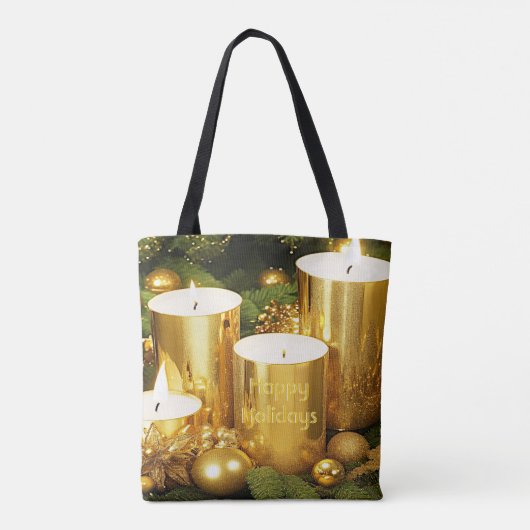 Golden Candles Kerstvakantie Canvas tas (Achterkant)
