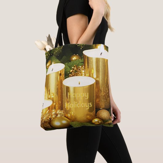 Golden Candles Kerstvakantie Canvas tas (Dichtbij)