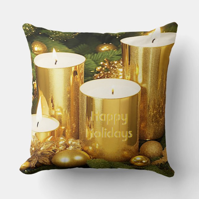 Golden Candles Kerstvakantie Sierkussen (Voorkant)