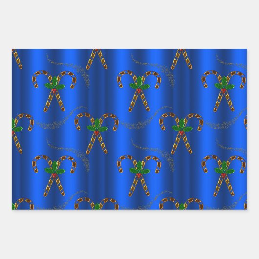 Golden Candy Cane Delight Luxe Kerstmis Inpakpapier Vel (Voorkant 2)