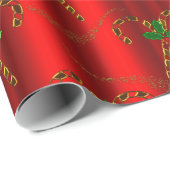 Golden Candy Canes op rode kerst Cadeaupapier (Rol Hoek)