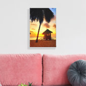 Golden Caribbean Sunset – Beach Hut Canvas Afdrukk (Insitu (Woonkamer))