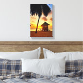 Golden Caribbean Sunset – Beach Hut Canvas Afdrukk Afdruk (Insitu (Slaapkamer))