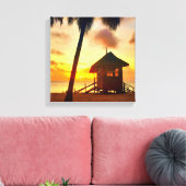 Golden Caribbean Sunset Beach Hut – Tropisch Canva Canvas Afdruk (Insitu (Woonkamer))