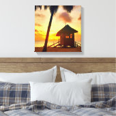 Golden Caribbean Sunset Beach Hut – Tropisch Canva Canvas Afdruk (Insitu (Slaapkamer))