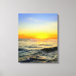 Golden Caribbean Sunset-Stretched Canvas Muurkunst