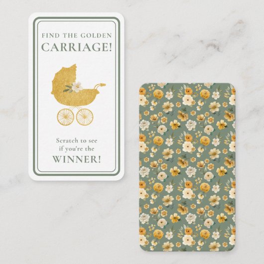 Golden Carriage Scratch-Off Game Sage Green Winner Visitekaartje (Voorkant / Achterkant)