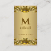 Golden Carved Flowers Lijst | Naam Initiaal Visitekaartje (Voorkant)