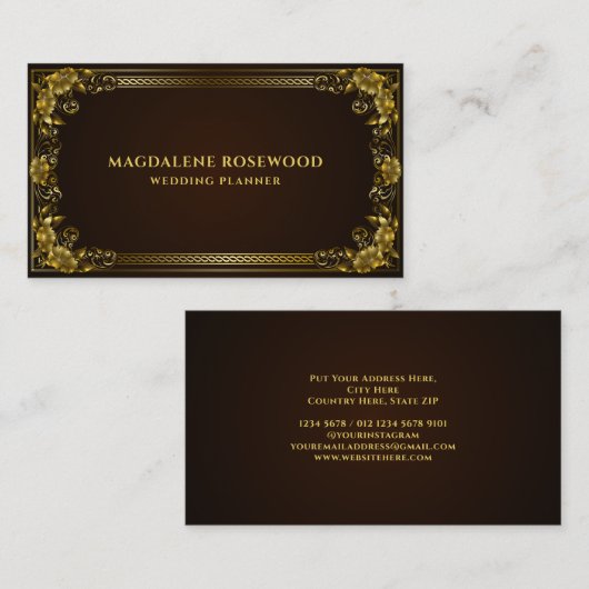 Golden Carved Regal Flowers Lijst Visitekaartje (Voorkant / Achterkant)