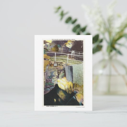 Golden Cascade en Natural Bridge Uitzicht Briefkaart (Staand voorkant)